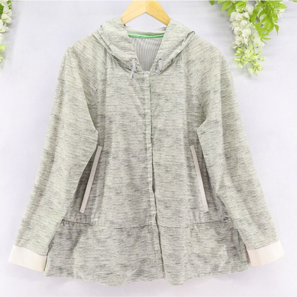 Lululemon Women's Sun Showers Jacket Mini Oki Heathered Print Silver Slate Sz 8 - Picture 1 of 11